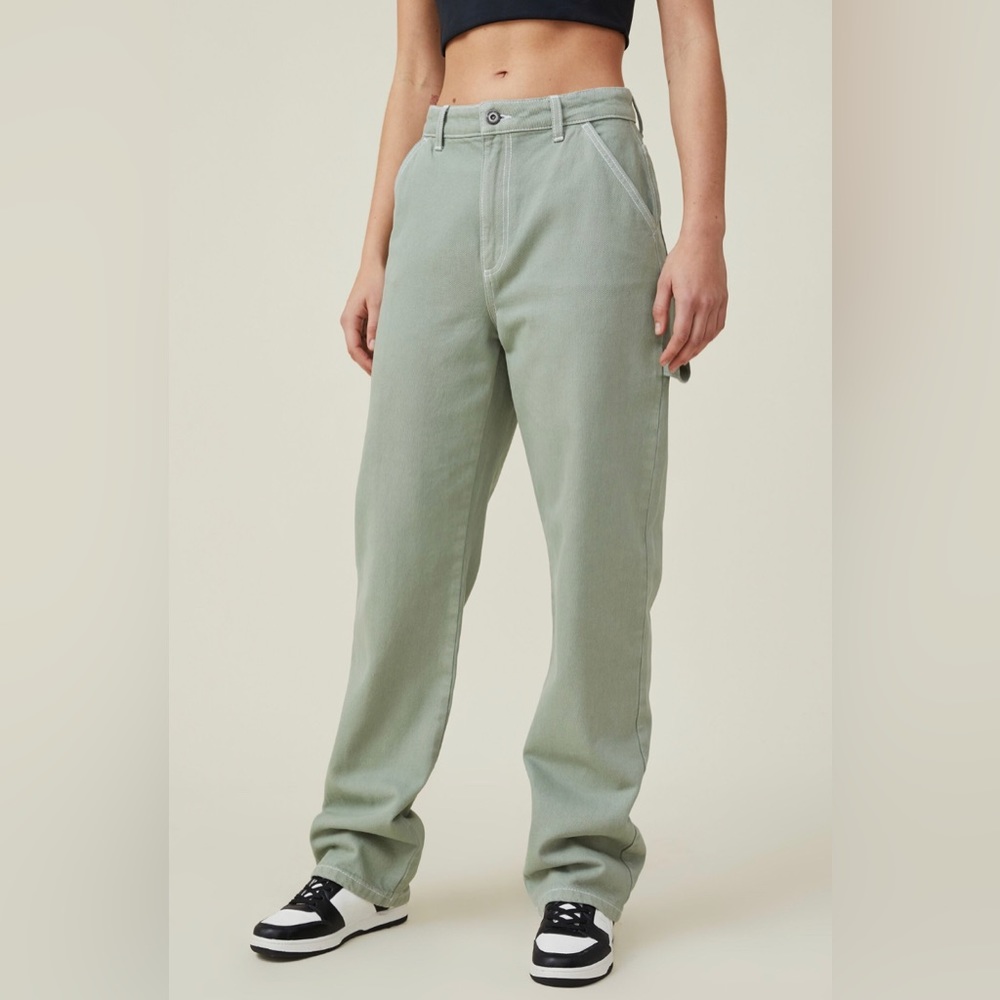 Mint Green Straight Leg Carpenter Pants | Cotton On | Size: 12